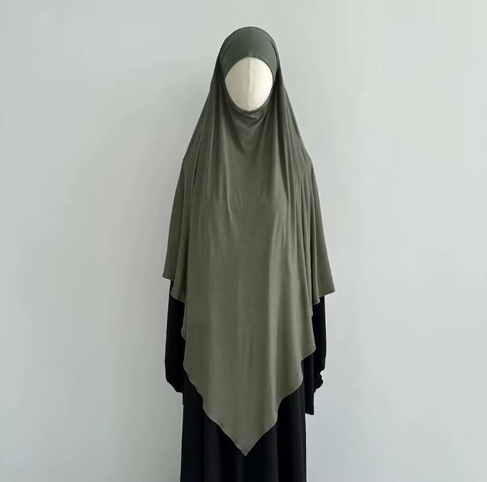 Cotton Jersey Khimar- Khaki
