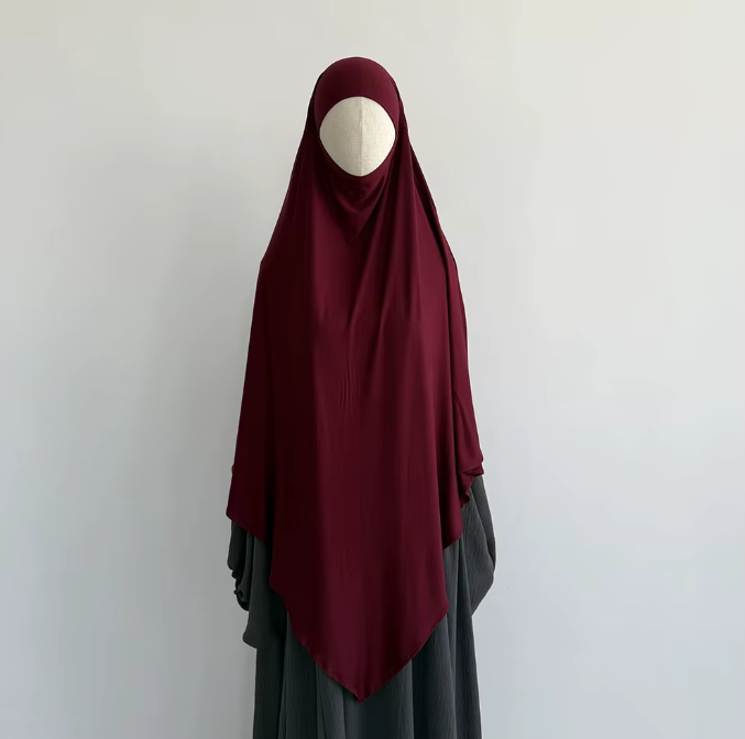 Cotton Jersey Khimar- Maroon