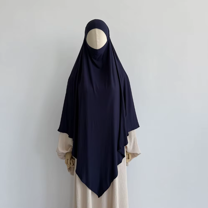 Cotton Jersey Khimar- Navy Blue