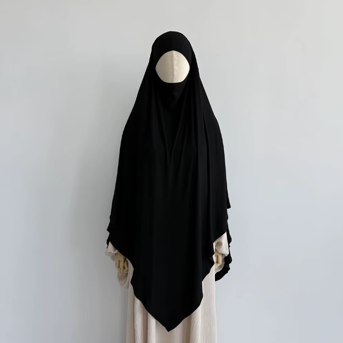 Cotton Jersey Khimar- Black